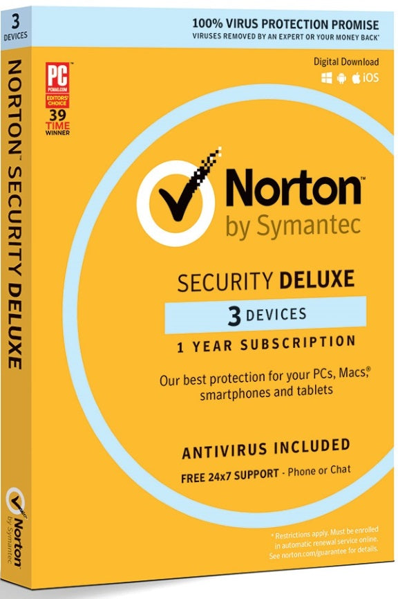 SYMANTEC Security Deluxe 3.0 Au 1 User 3 Device 12Mo Retail