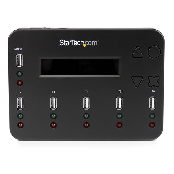 StarTech Standalone 1 to 5 USB Thumb Drive Duplicator and Eraser, Multiple USB Flash Drive Copier, System and File and Whole-Drive Copy at1.5 GB/min, Single and 3-Pass Erase, LCD Display