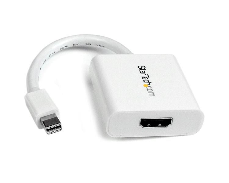 StarTech Mini DisplayPort to HDMI Adapter - mDP to HDMI Video Converter - 1080p - Mini DP or Thunderbolt 1/2 Mac/PC to HDMI Monitor/Display/TV - Passive mDP 1.2 to HDMI Dongle - White
