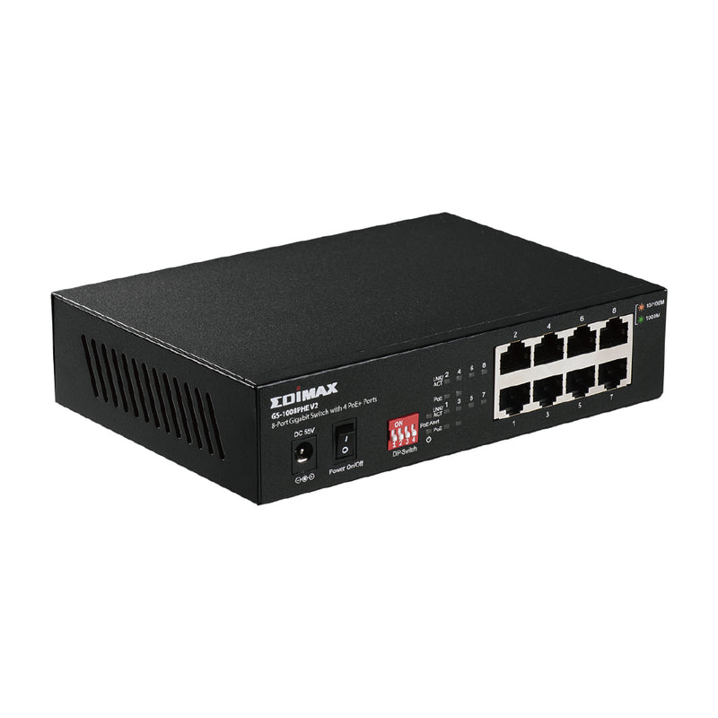 Edimax GS-1008PHE V2 network switch Unmanaged Gigabit Ethernet (10/100/1000) Power over Ethernet (PoE) Black