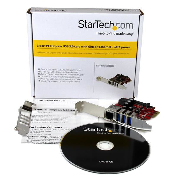 StarTech 3-Port PCI Express USB 3.0 Card + Gigabit Ethernet