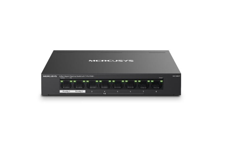 TP-LINK Mercusys MS108GP 8-Port Gigabit Desktop Switch with 7-Port PoE+, Up to 250 m